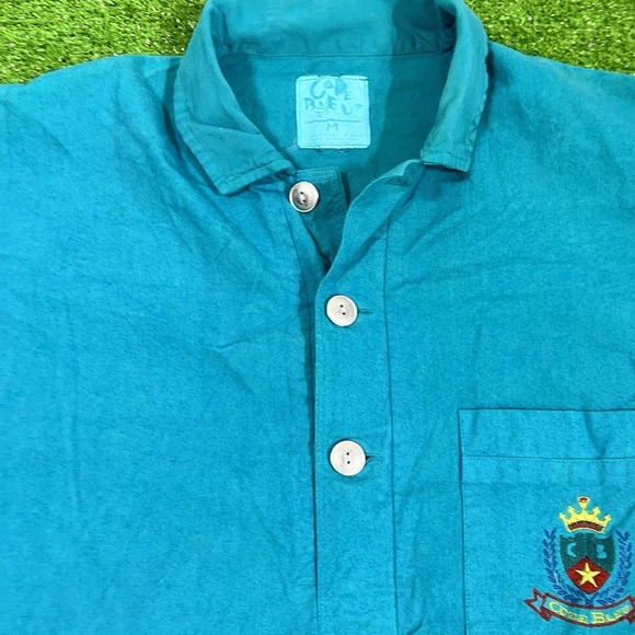 Vintage Henley Shirt Med. Runs Big (LG XL) Rugby Polo 80s Long Sleeve Code Bleu - Picture 4 of 7